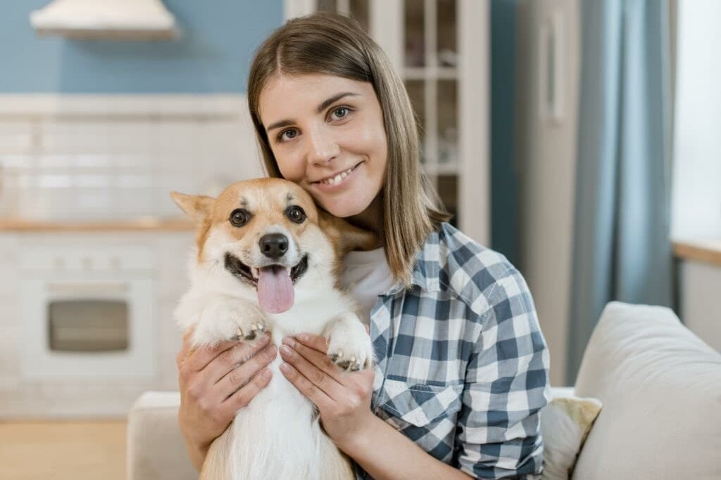 Woman sitting with her dog
